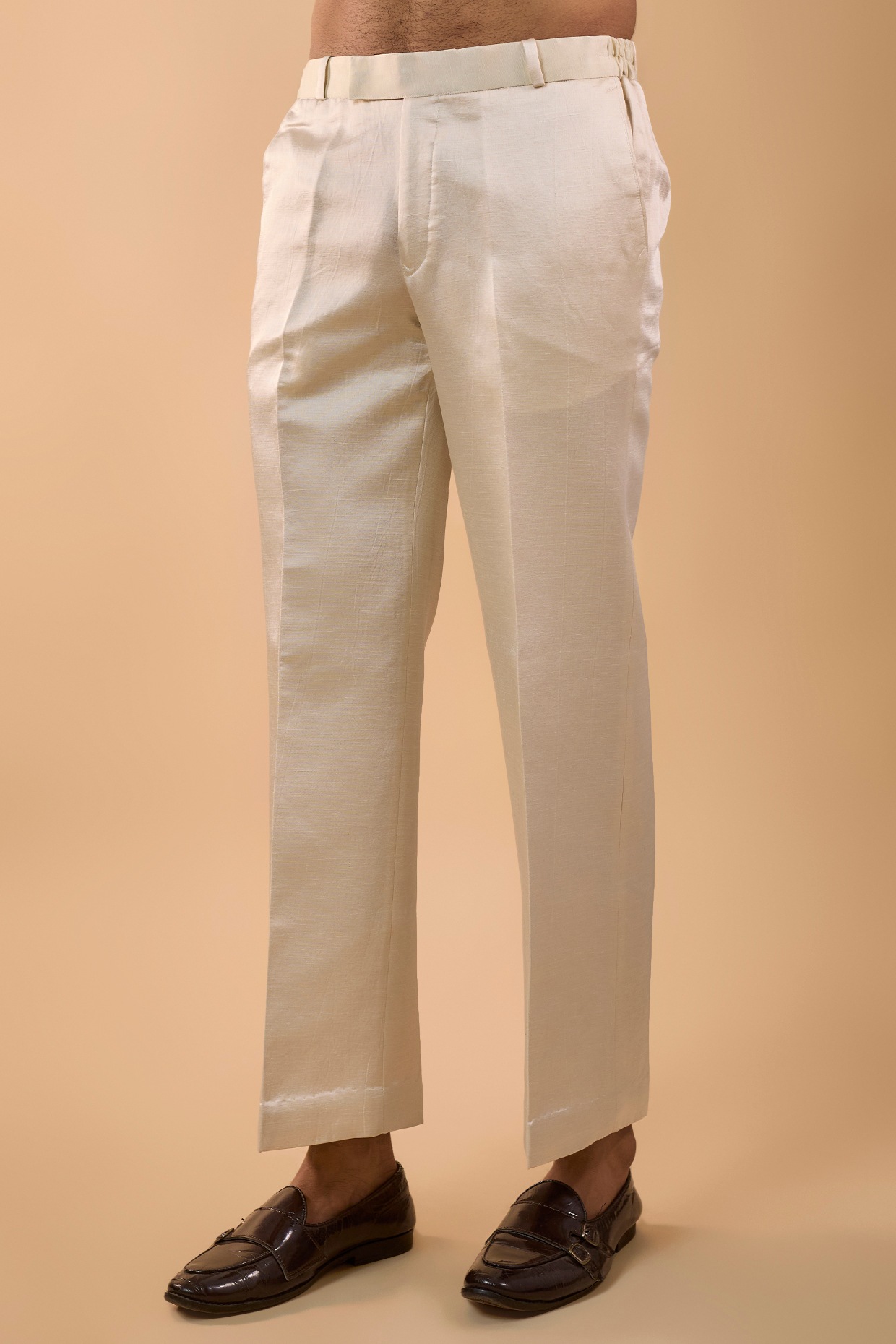 Peach Silk Cutdana Handwork Open Jacket Set, view 3