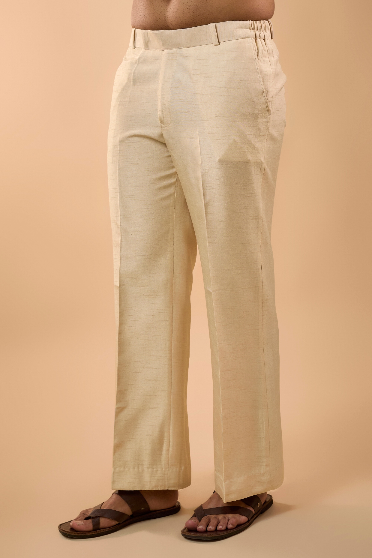 Cream Silk Hand Embroidered Kurta Set, view 3