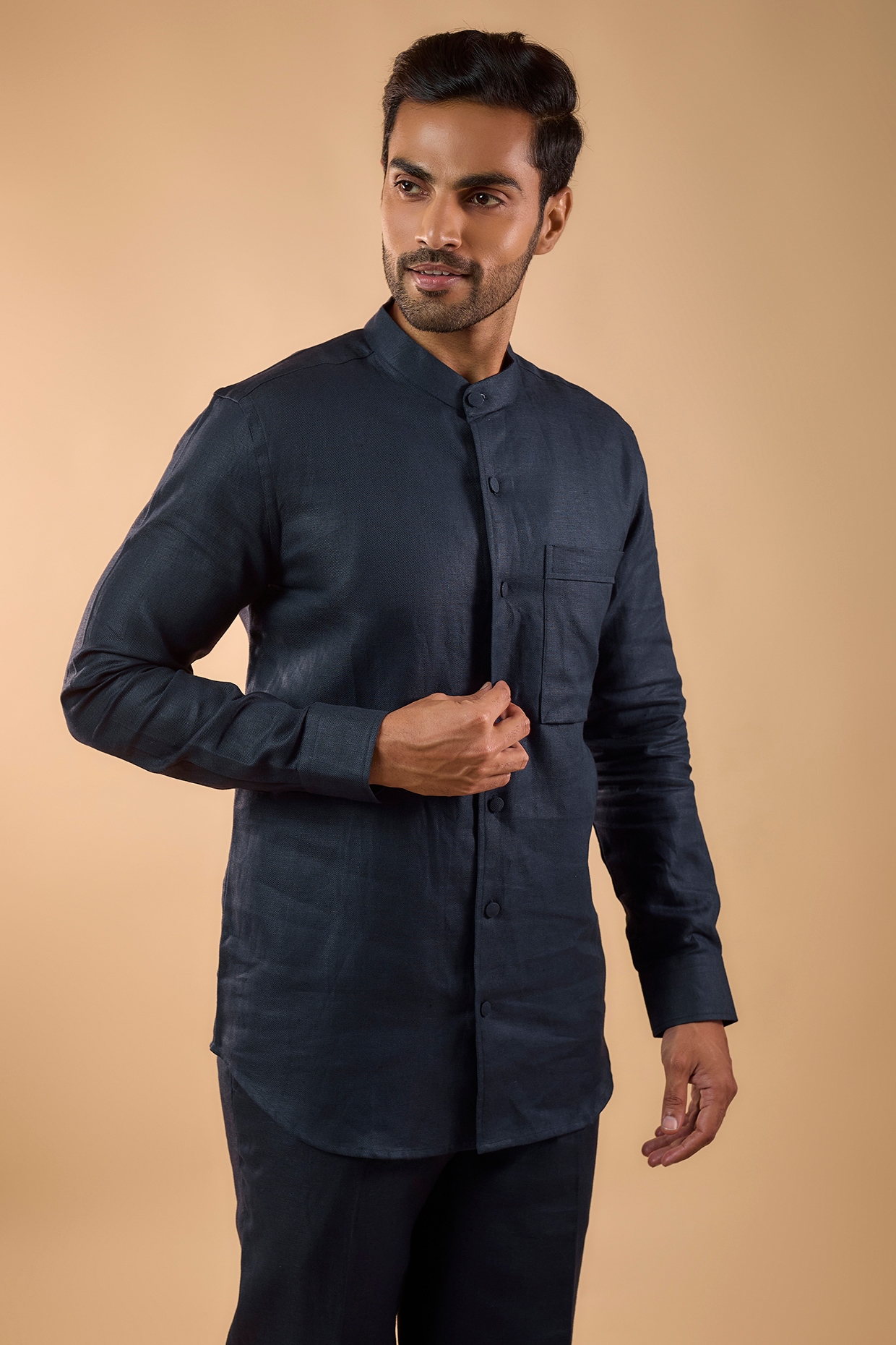 Navy Blue Linen Co-Ord Set, view 4